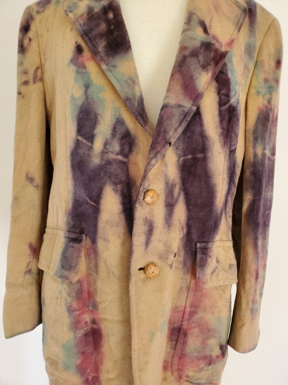Camelhair wool Jacket Blazer Brown blue purple XL 44 tan camo black gray tie dye